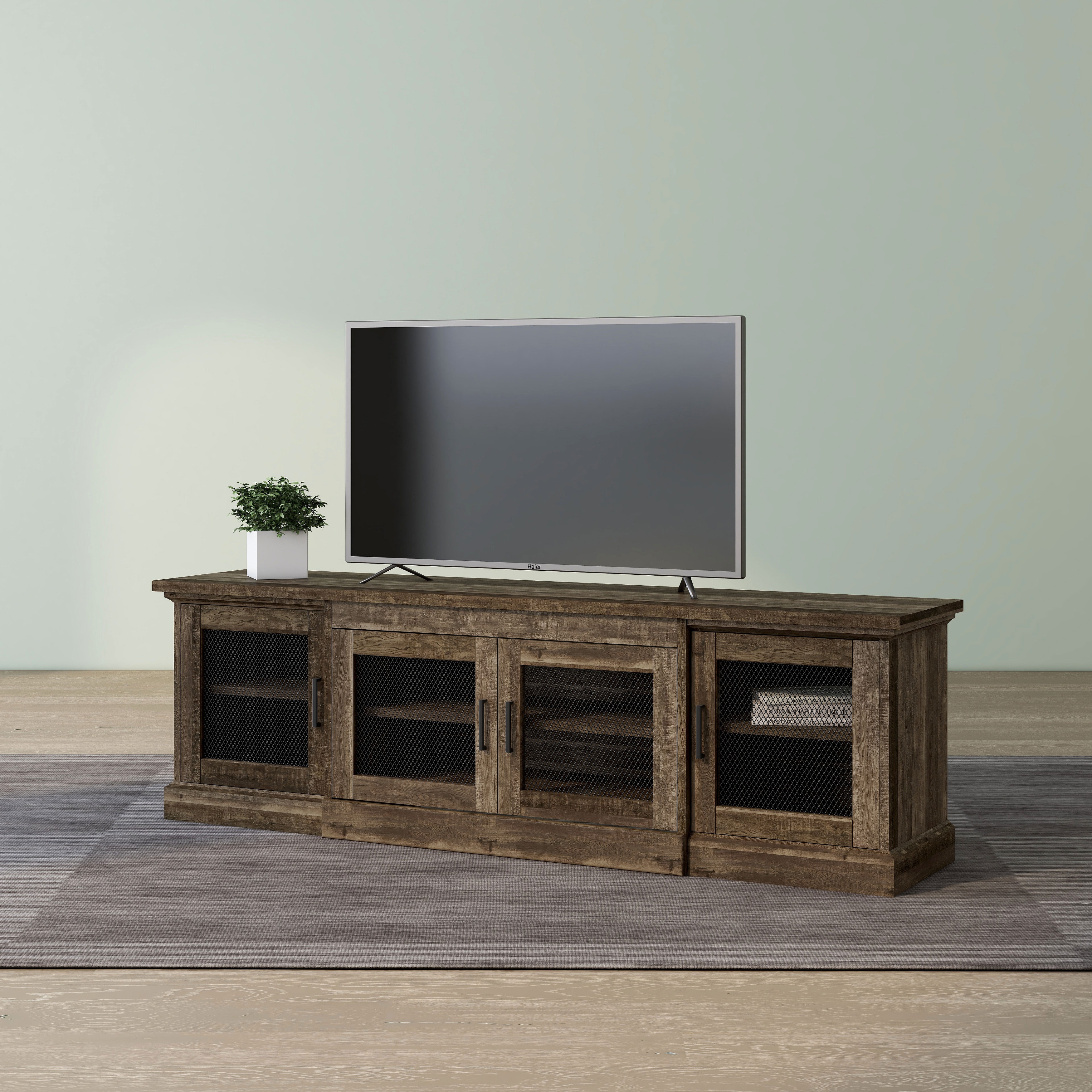 Jacinto rustic reclaimed oak tv stand hotsell