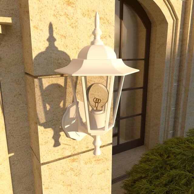 1- Light Outdoor Textured White Wall Mount Light