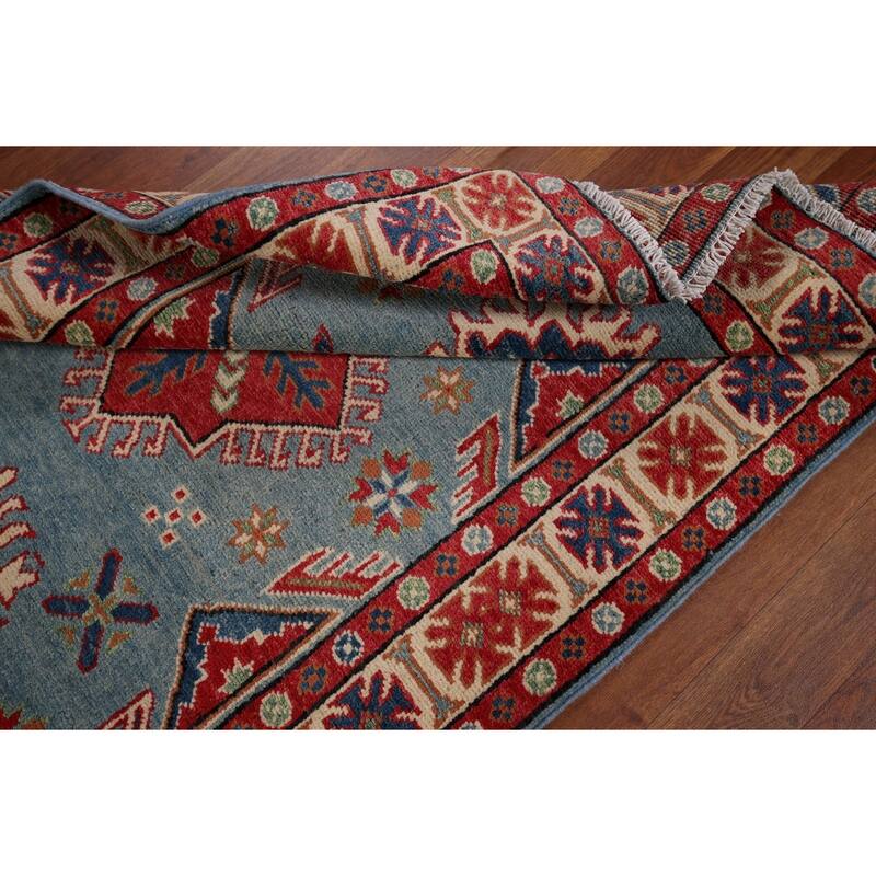 Blue Kazak Oriental Accent Rug Handmade Wool Carpet - 3'3" x 4'9"
