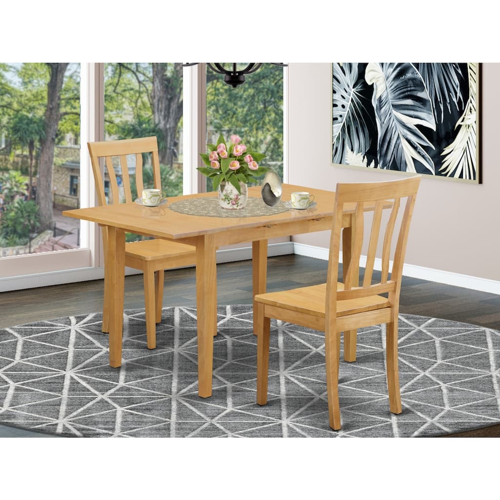 HomeStock 3-Piece Natural Brown Oak Finish Solid Wood Top Dining Table Set