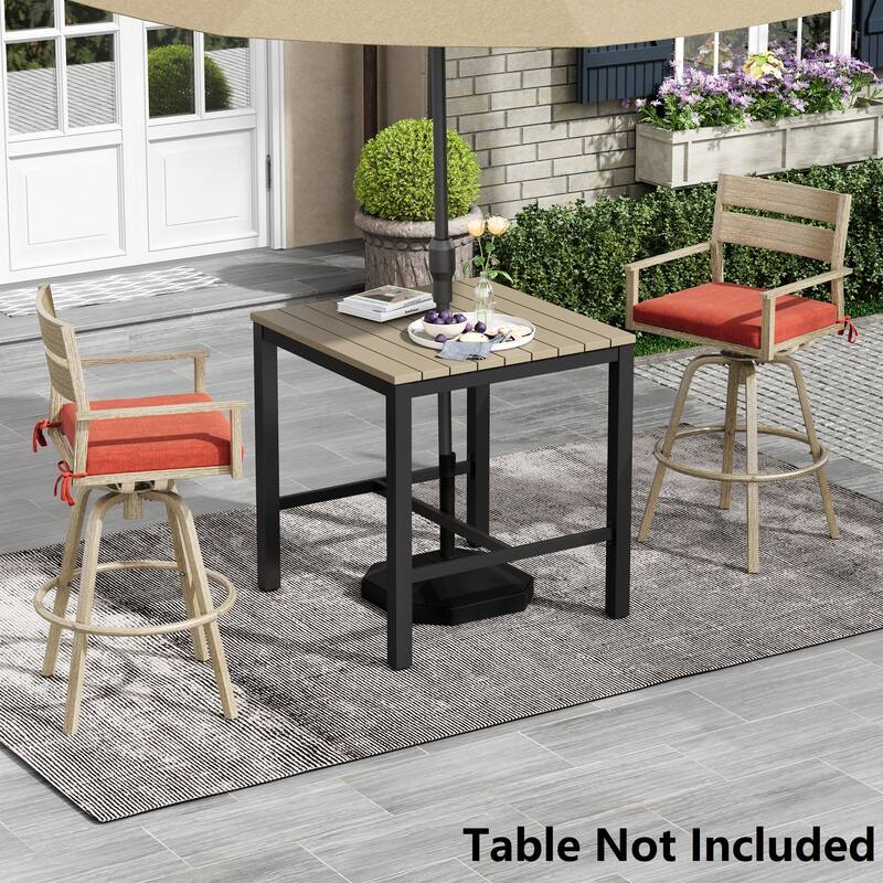 Outdoor Aluminum Patio Bar Stools Swivel Chairs with Cushions - Red - 2PC