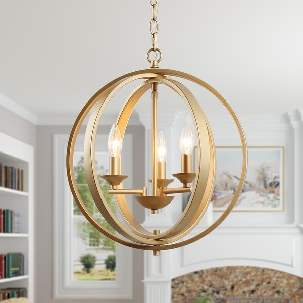 Shop Glam Gold Chandelier with 3 lights Ceiling Hanging ...