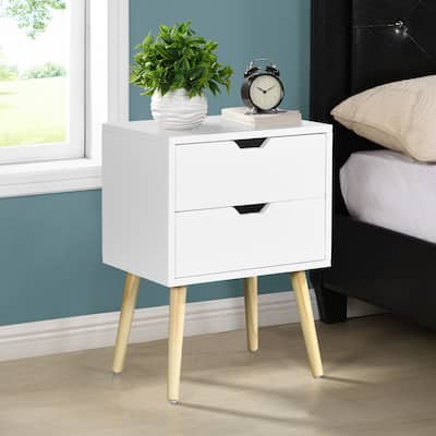 Side Table With 2 Drawer And Rubber Wood Legs Furniture