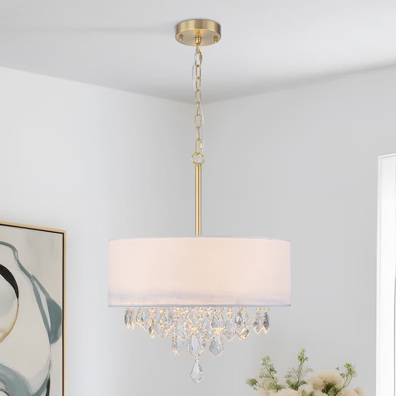 Starsky 5-Light Fabric Drum Chandelier with Crystal Accent