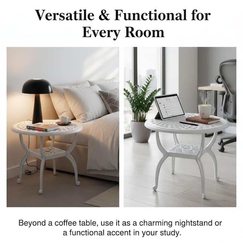 Modern Aluminum Round Coffee Table for Outdoor Spaces