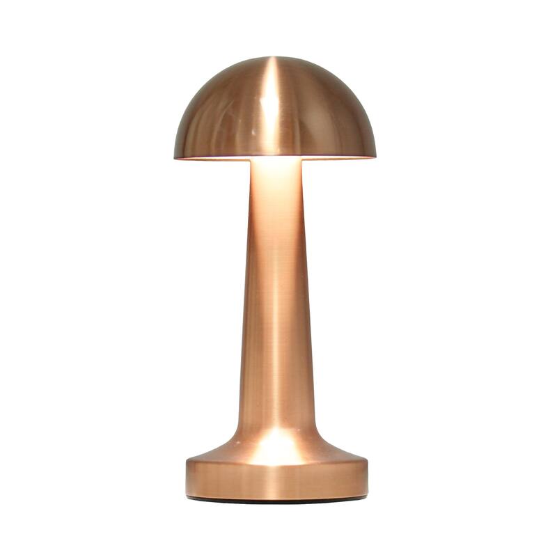 8.88" Touch-Control Mushroom LED Lamp Cordless Rechargeable Table Light with Adjustable Brightness - 4”L x 4”W x 8.88”H