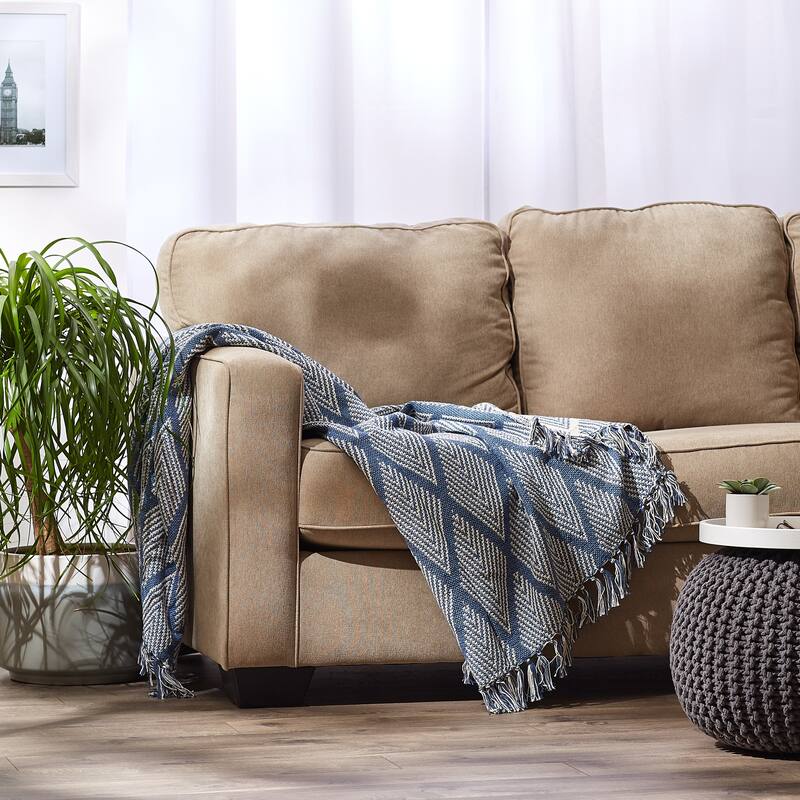 DII Natural Tone Multi Diamond Throw