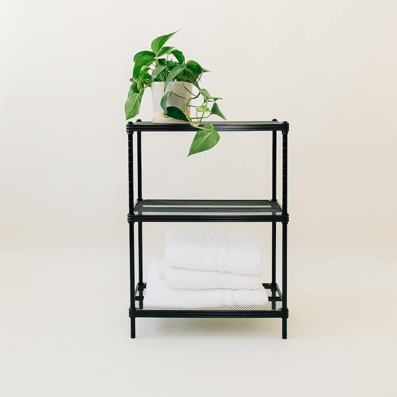 Design Ideas MeshWorks 3 Tier Full-Size Metal Storage Shelving Unit Rack, White