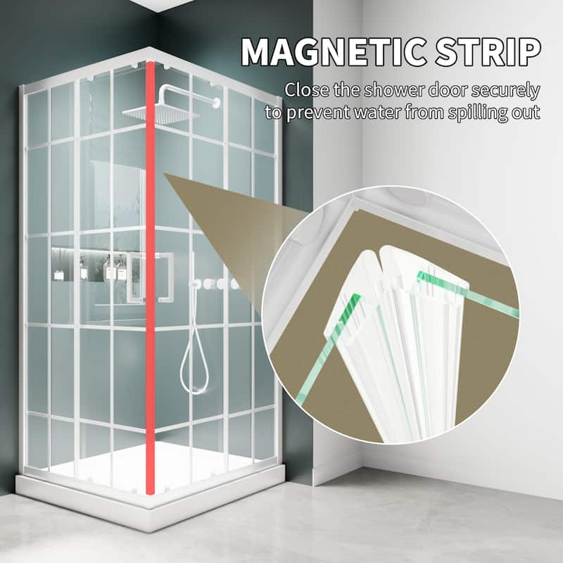Modland 36'' x 71'' Corner Sliding Shower Door - Self-Cleaning Glass, Magnetic Seal, Matte Black / White