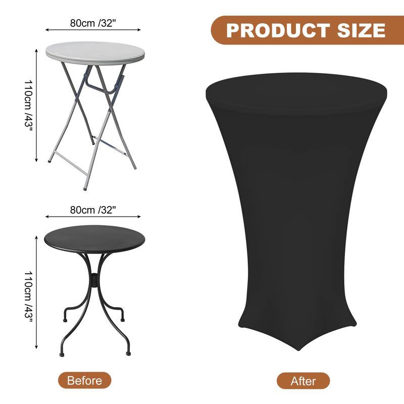 Cocktail Tablecloth Spandex Stretch Tablecloth Table Cover, 1 Pcs - Black - 32" x 43"