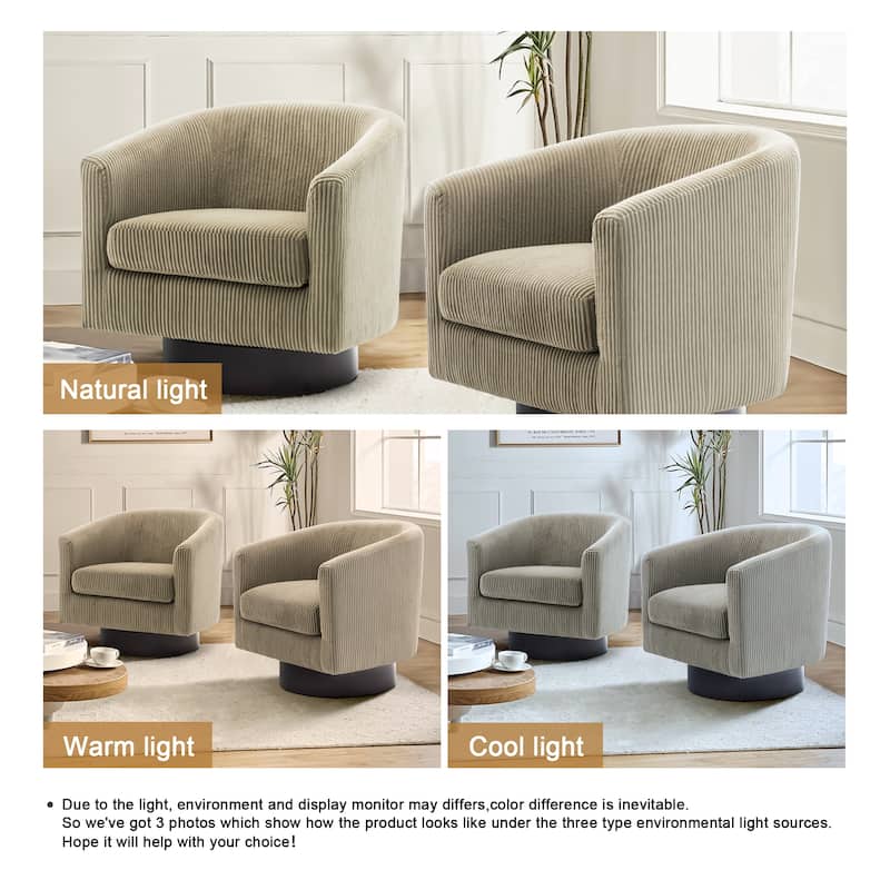 Modern Round Swivel Accent Chair Set of 2 Barrel Chair for Living Room