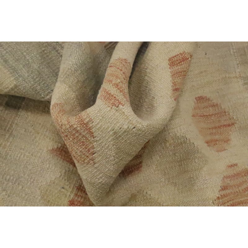 Hand Woven Oriental 100% Wool Carpet Southwestern Tribal Beige & Ivories Kilim Area Rug - 4' 11'' X 3' 3''