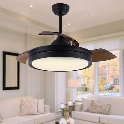 Cusp Barn 42-In Retractable 3-Blade CCT Dimmable Ceiling Fan with Remote Control and Light Kit Included