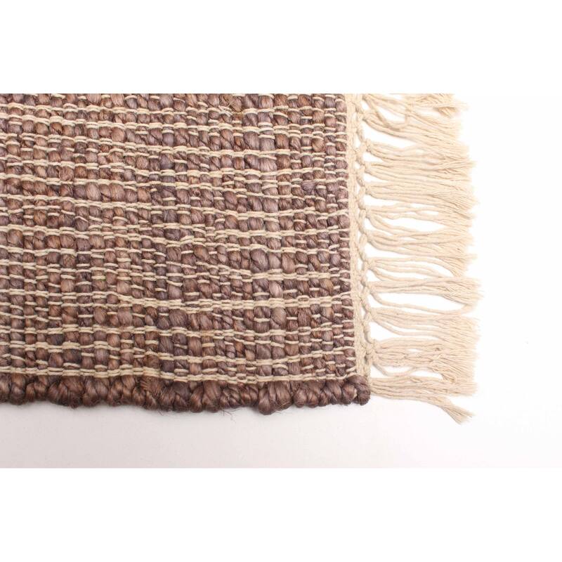 ECARPETGALLERY Flat-Weave Palas Denizli Dark Brown Jute Kilim - 5'4 x 7'4
