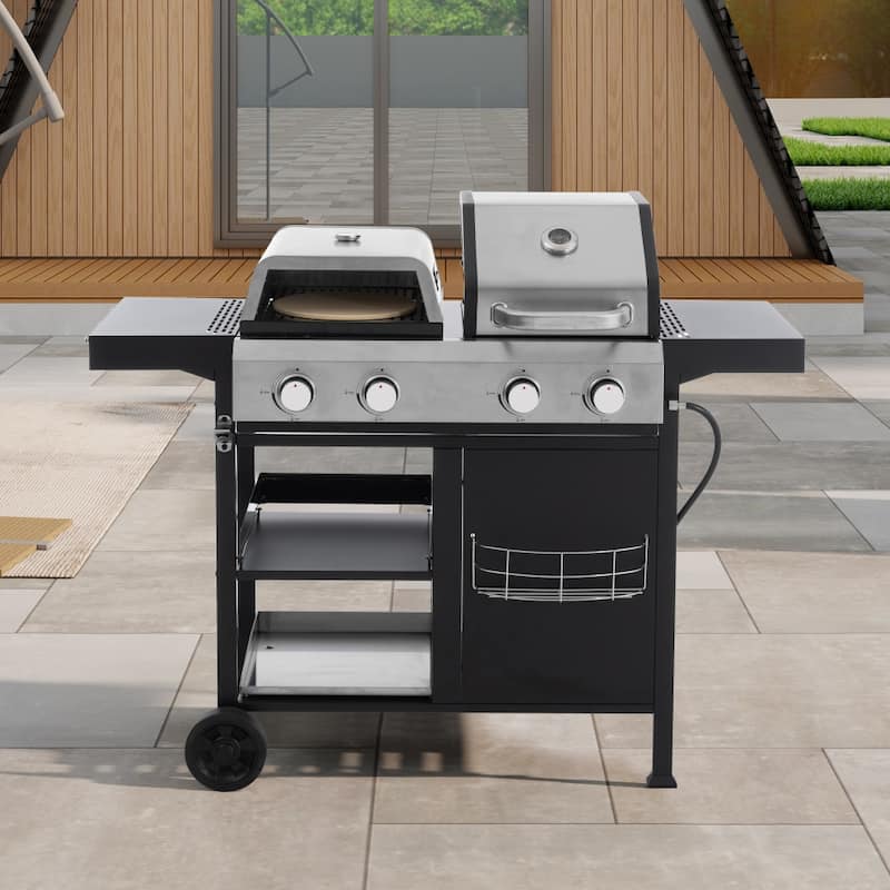 2+2 Multi-function Burner Gas Grill and Griddle Combo with Cover