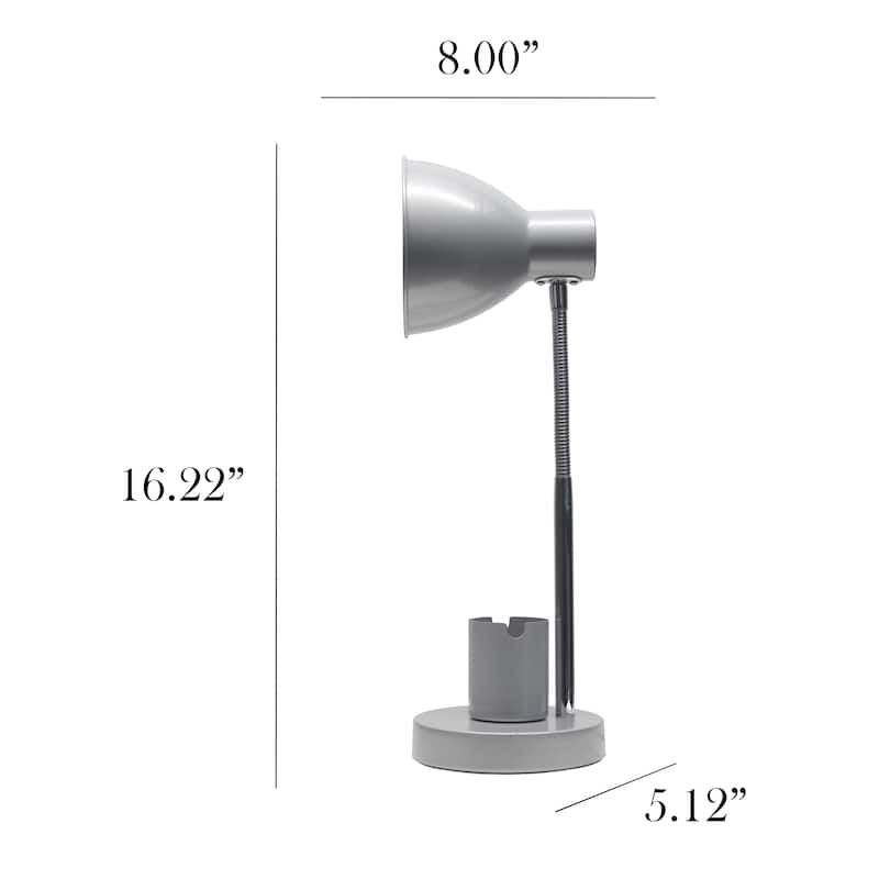 Adjustable Metal Desk Lamp with Organizer Base and Chrome Gooseneck Arm Modern Task Lighting Multiple Colors