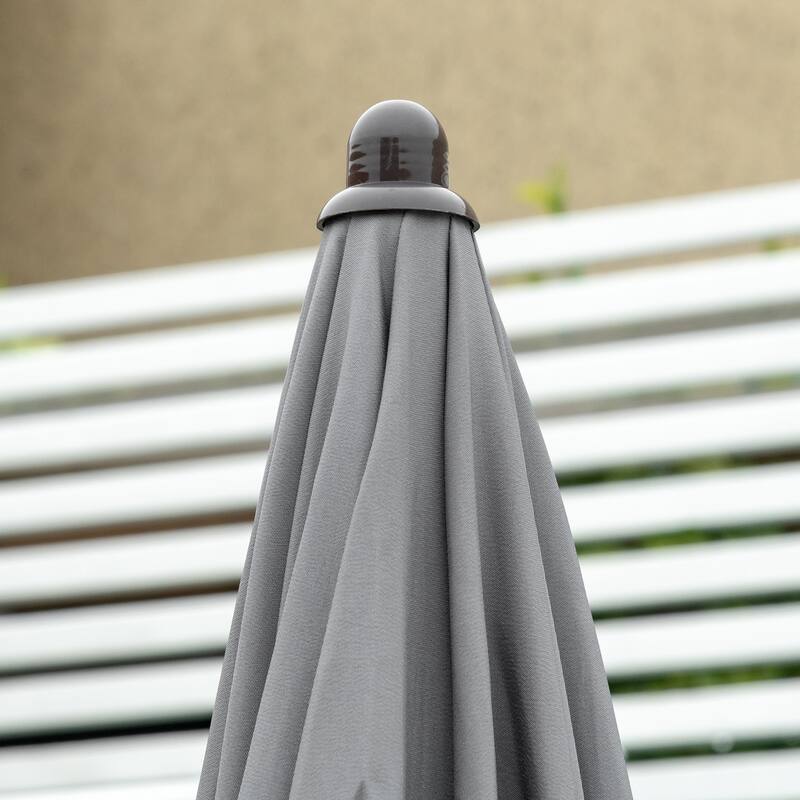 6-Piece Outdoor Dining Set with Folding Chairs, Round Tempered Glass Table and Full Patio Umbrella for Backyard, Garden