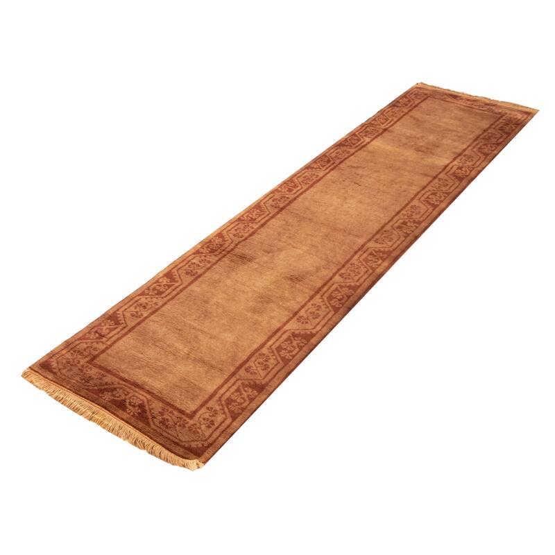 ECARPETGALLERY Hand-knotted Color Transition Brown Wool Rug - 2'10 x 11'4