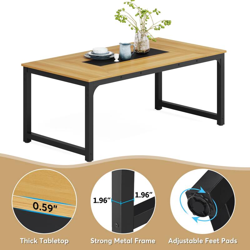 Industrial Rectangular Dining Table for 6-8 People
