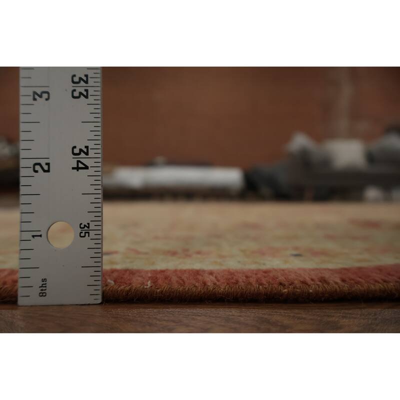 Hand Knotted Oriental 100% Wool Carpet Traditional Floral Oranges & Rust Qum Area Rug - 9' 5'' X 6' 1''