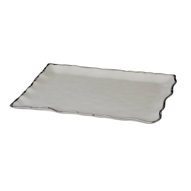 Certified International Regency Silver Rectangular Platter 16" x 11.75" - 16" x 11.75" x 1.25"