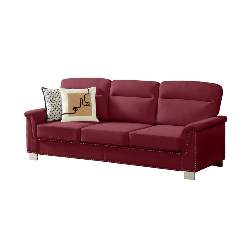 GDFStudio - Modern Snowfleece 3-Seater 82" Sofa with Rolled Arms