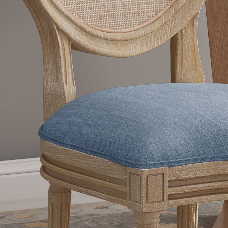 Epworth Wooden Dining Chair with Wicker and Fabric Seating (Set of 2) by Christopher Knight Home