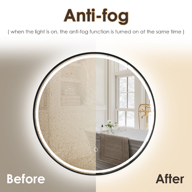 Altair Palme Round Framed Bathroom LED Lighted Wall Mirror