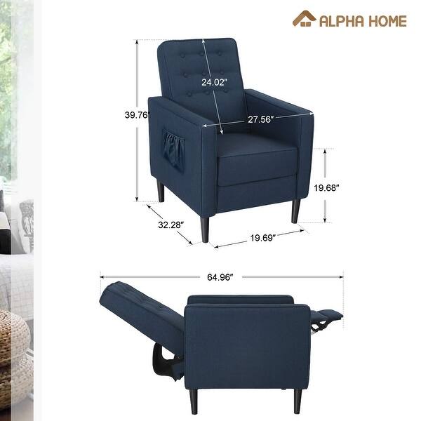 Alpha Home Recliner Chair For Elderly Reclining Wing Back Sofa For Living Room Fabric Upholstered Single Lounge Glider Chair Overstock 31979608