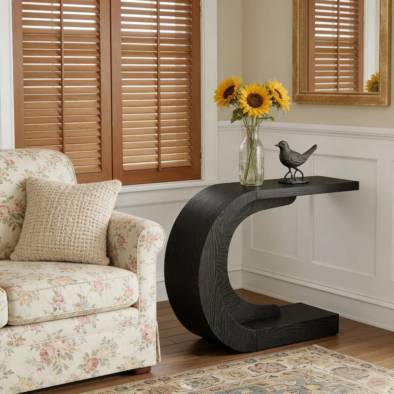 Contemporary Hallway Table, Modern Console Table, C-Shaped Coffee Table