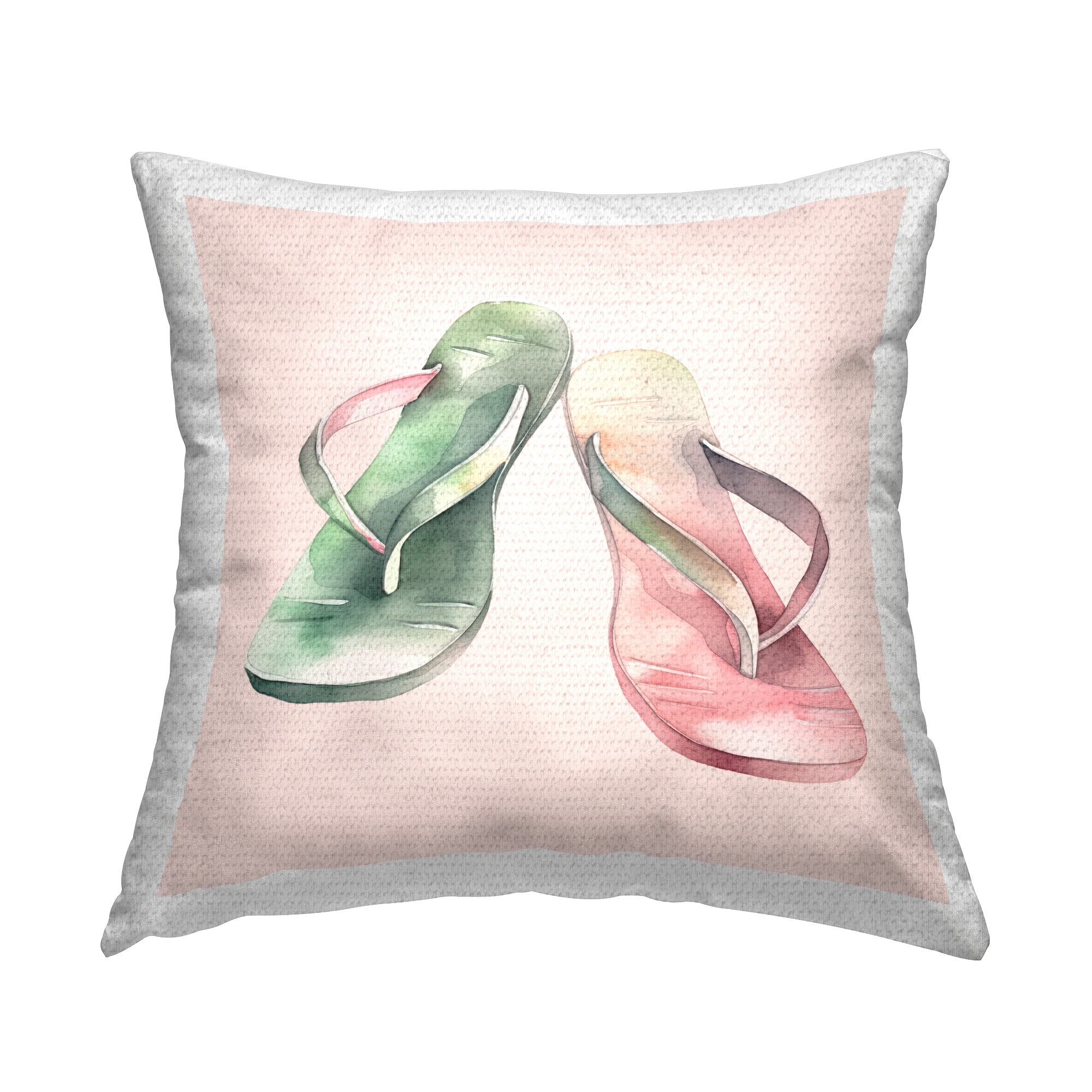 Stupell Pink & Green Flip Flops Printed Outdoor Throw Pillow Design by ...