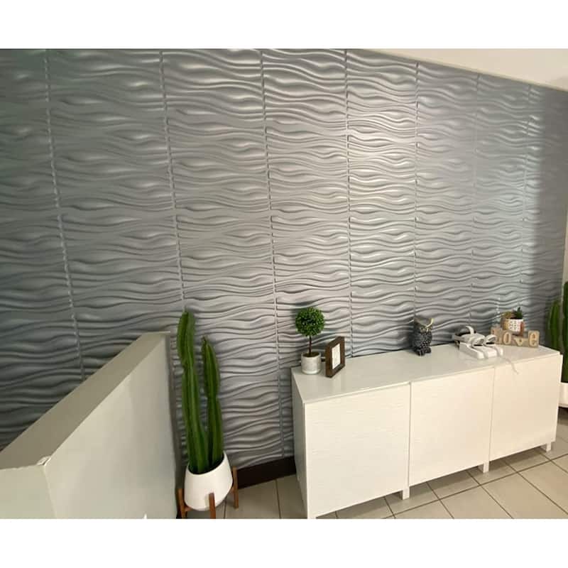 Art3d PVC Wave Board Textured 3D Wall Panels,19.7" x 19.7" (12 Pack)