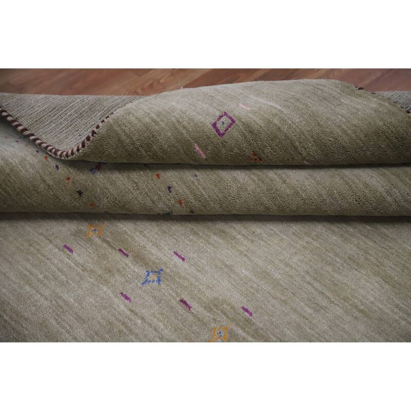 Hand Knotted Oriental 100% Wool Carpet Tribal Animal Pictorial Green Gabbeh Area Rug - 7' 8'' X 4' 11''