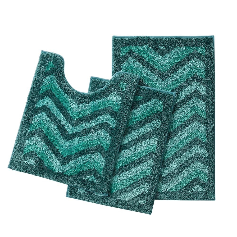 Empyrean Non Slip Shaggy Bath Rug Set - Chevron Design Ultra Soft Bathroom Mat