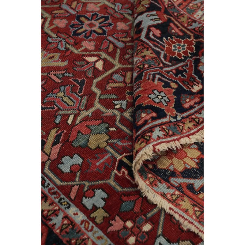 Hand Knotted Oriental 100% Wool Carpet Traditional Geometric Oranges & Rust Heriz (serapi) Area Rug - 6' 3'' X 5' 0''