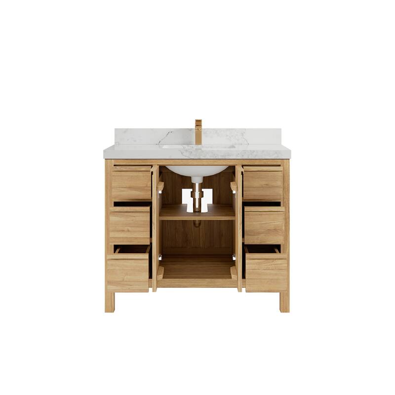Willow Collections 42 in. W x 22 in. D Elizabeth Solid Teak Single Sink Bathroom Vanity with Countertop