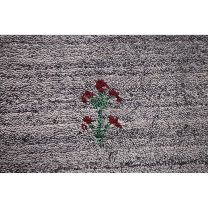 Striped Tribal Gabbeh Indian Area Rug Handmade Wool Carpet - 6'8"x 8'1"