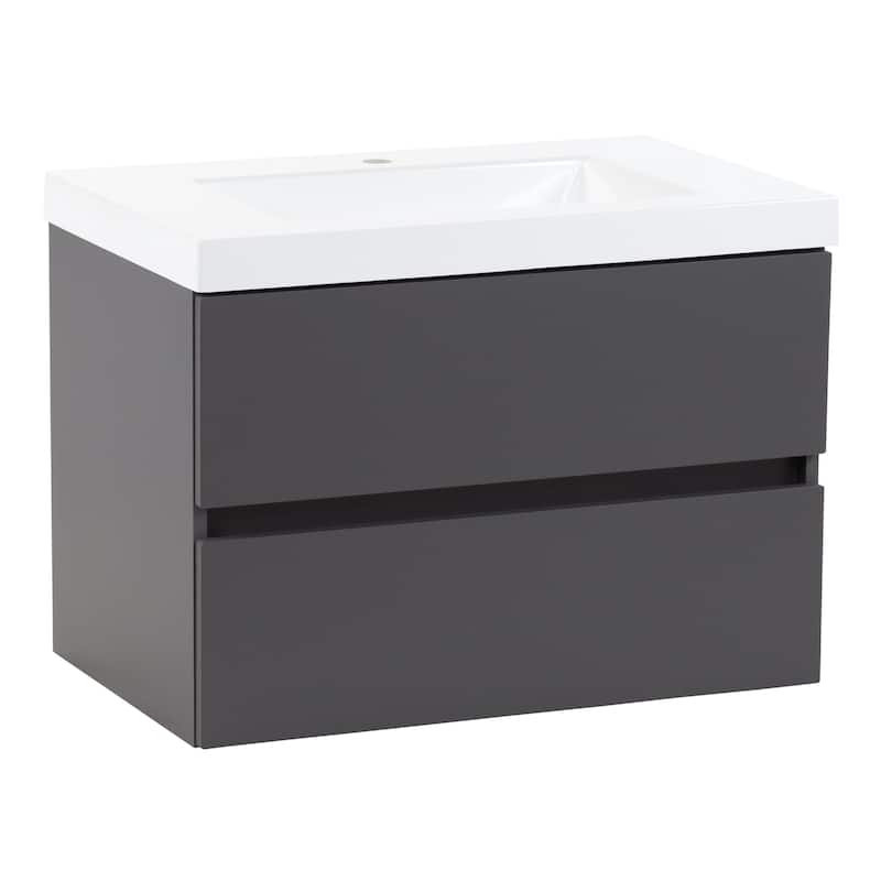 Spring Mill Cabinets Innes 30.5" 2-Drawer Floating Bathroom Vanity With White Sink Top