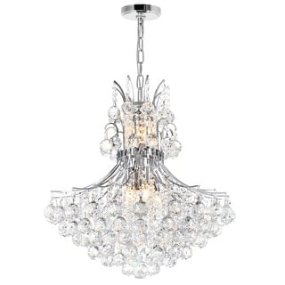Princess 10 Light 24in Chrome Down Chandelier with Crystals