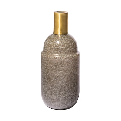 Toba II Tall Brown/Gold Spotted Gourd Style Vase - 5"W x 5"D 12"H