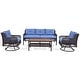 preview thumbnail 9 of 11, 4-Piece Rattan Sectional Conversation Set with 360° Swivel Chairs, 3-Seat Sofa & Wood-Top Coffee Table