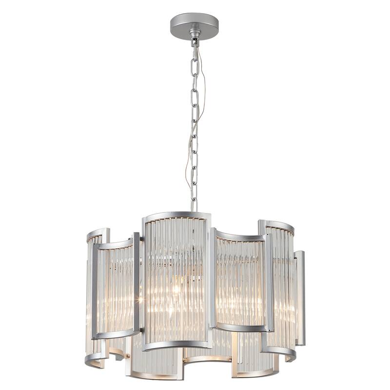 Oaks Aura Alkolla 5-Light Chrome Modern Luxury Glam Crystal Chandelier, Irregular Lines Adjustable Pendant Light for Living Room