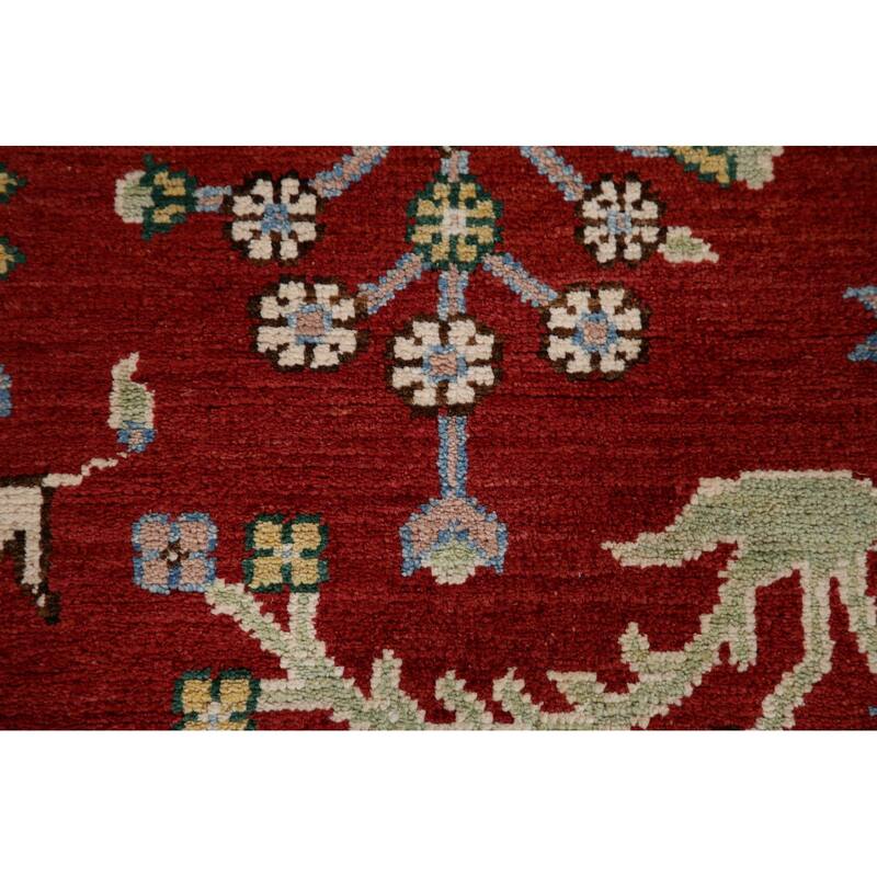 Geometric Turkish Oushak Area Rug Handmade Wool Carpet - 6'5"x 8'0"