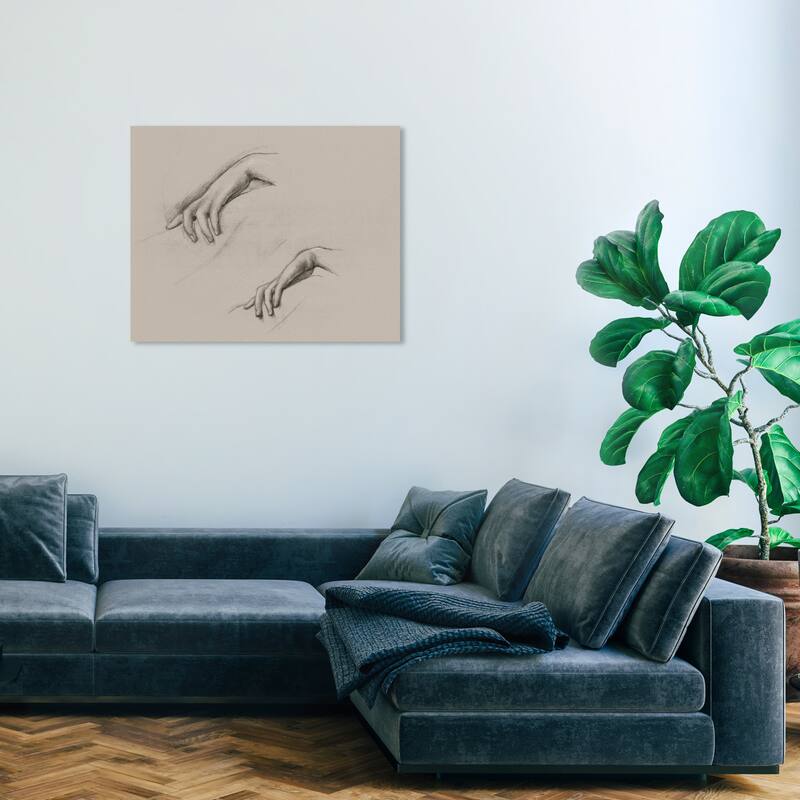 Wynwood Studio Canvas Classic Studies for a Hand in The Godhead Fires Gray and Dark Gray Traditional Wall Art Canvas Print - 30 x 36