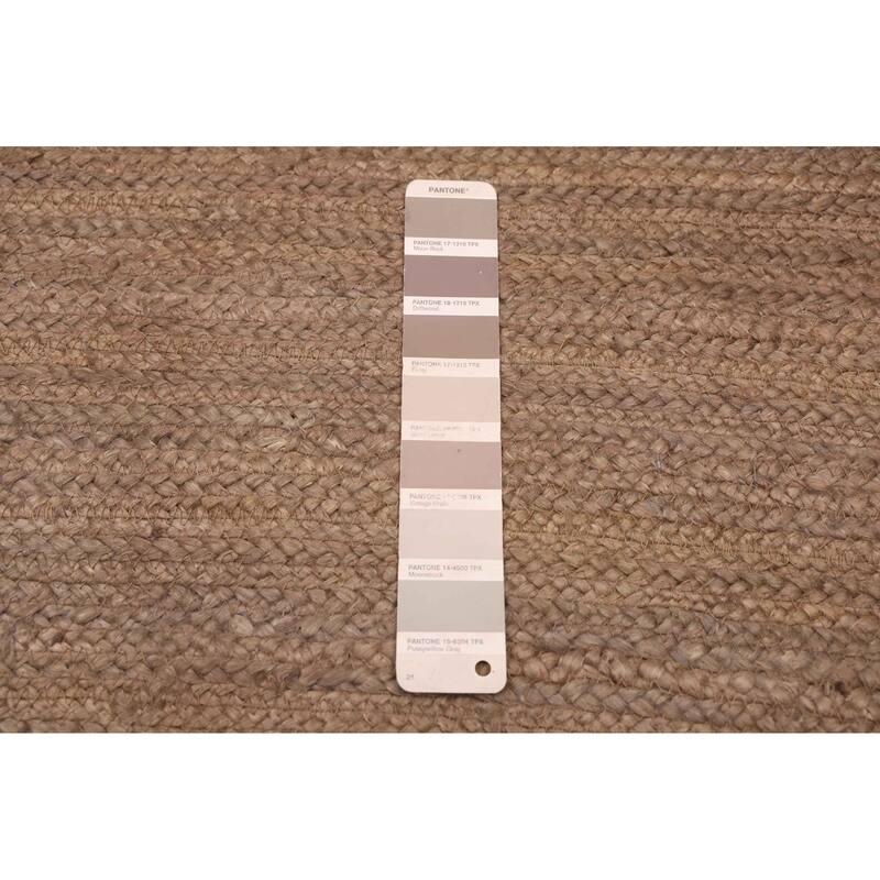 ECARPETGALLERY Braided Weave Palas Denizli Taupe Jute Rug - 4'1 x 5'10