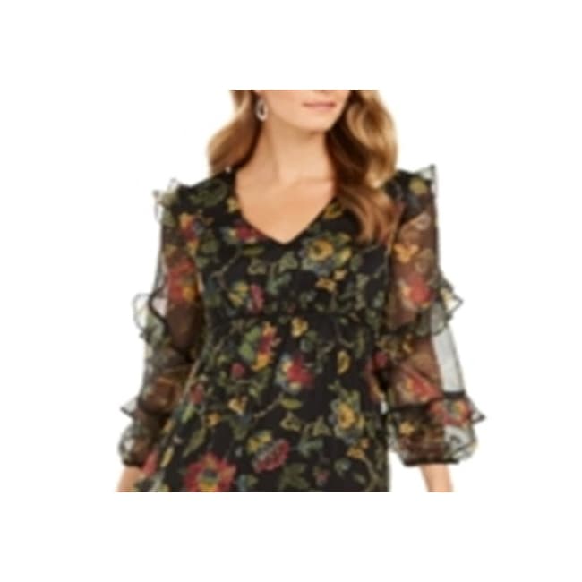 Taylor Women's Floral-Print Chiffon Midi Dress Black Size 4 - Bed Bath &  Beyond - 40582969