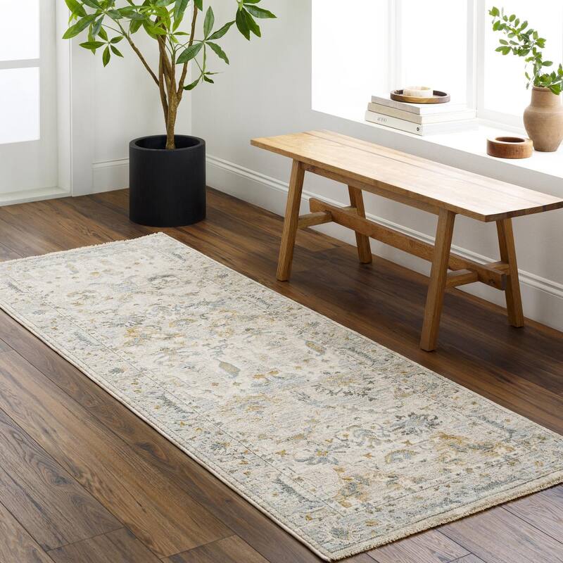 Livabliss Transitional Dresden Medallion Area Rug - 2'7" x 7'3" - Gray/Blue