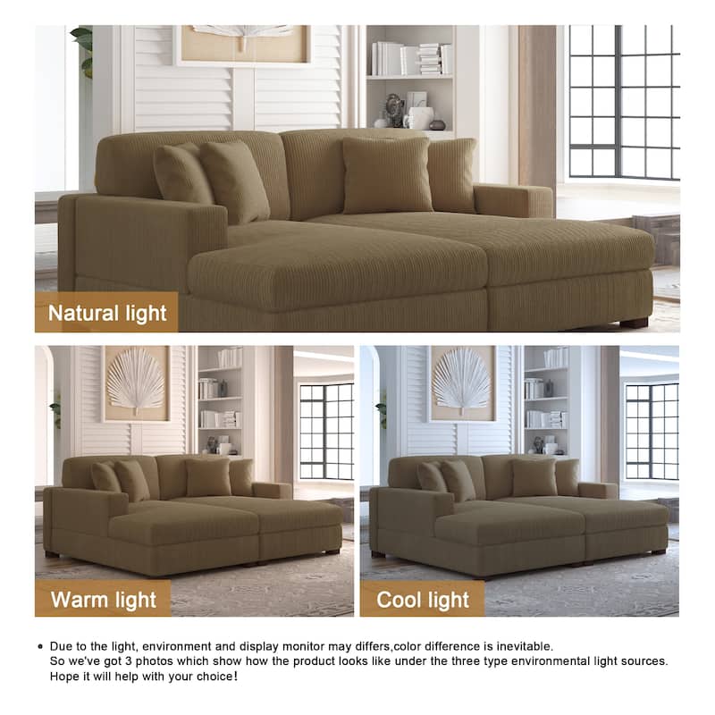 Corduroy Modular Couch Sectional Chaise Lounge Sofa