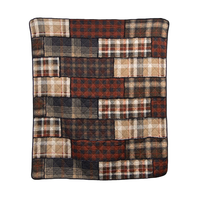 Donna Sharp LJ Plaid Cotton Throw - 50x60 - Black/Beige/Red