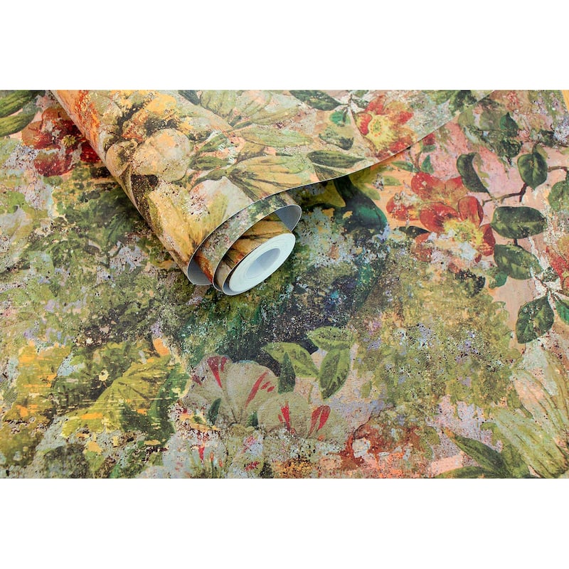 Vintage Floral Peacock Non-pasted Wallpaper – 396in x 20.8in